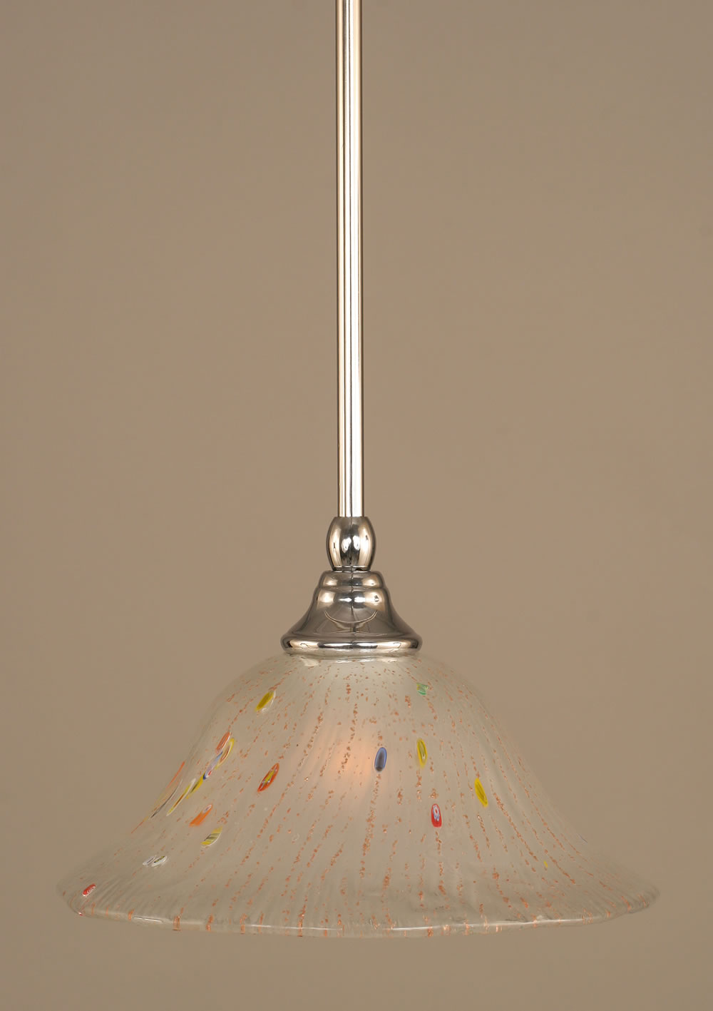 Stem Mini Pendant With Hang Straight Swivel Shown In Chrome Finish With 10" Frosted Crystal Glass "