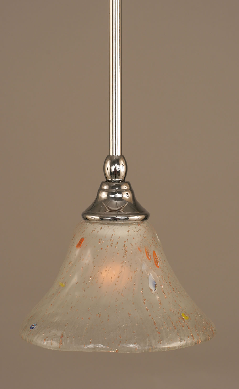 Stem Mini Pendant With Hang Straight Swivel Shown In Chrome Finish With 7" Frosted Crystal Glass "