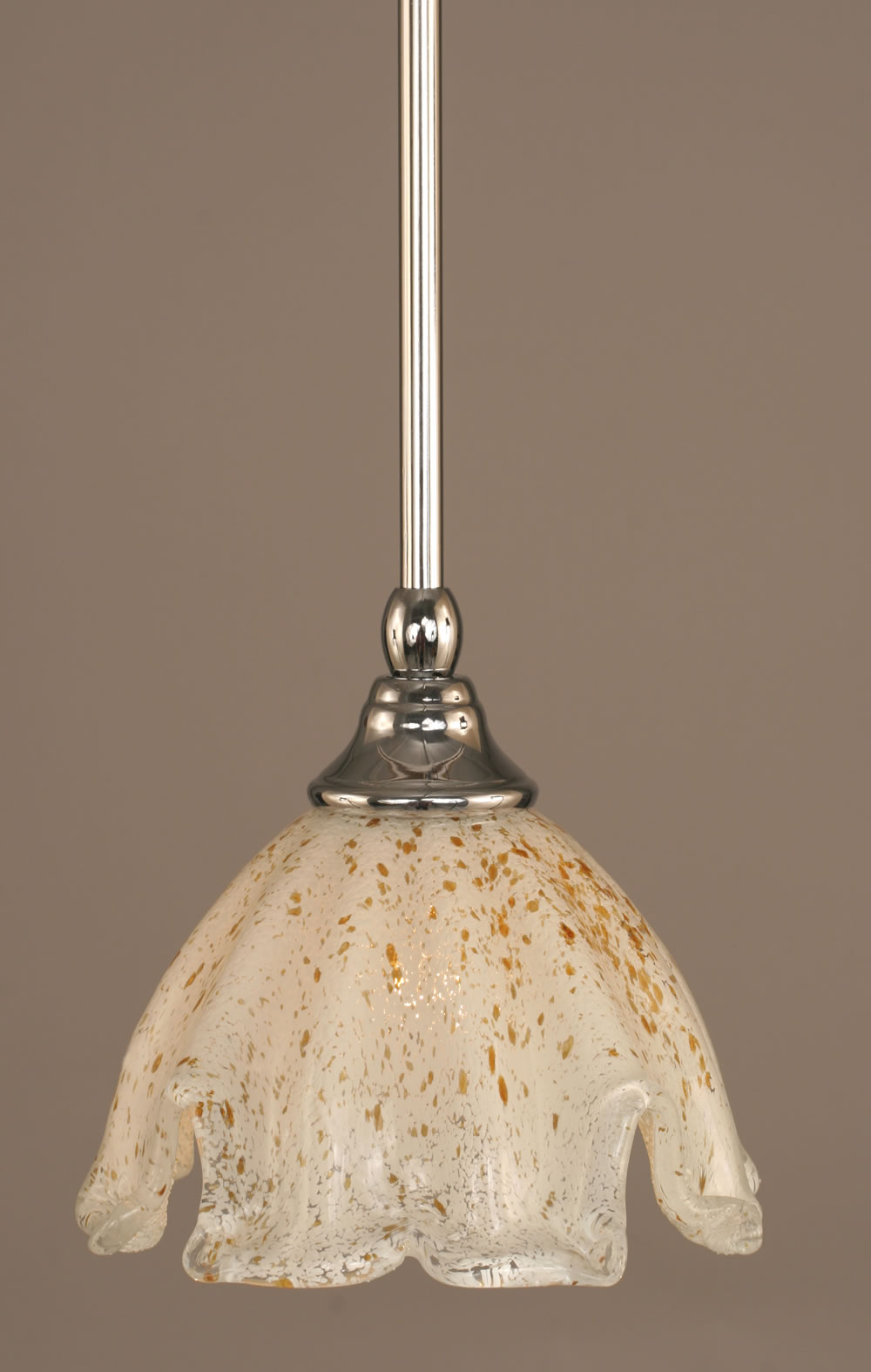 Stem Mini Pendant With Hang Straight Swivel Shown In Chrome Finish With 7" Gold Ice Glass "
