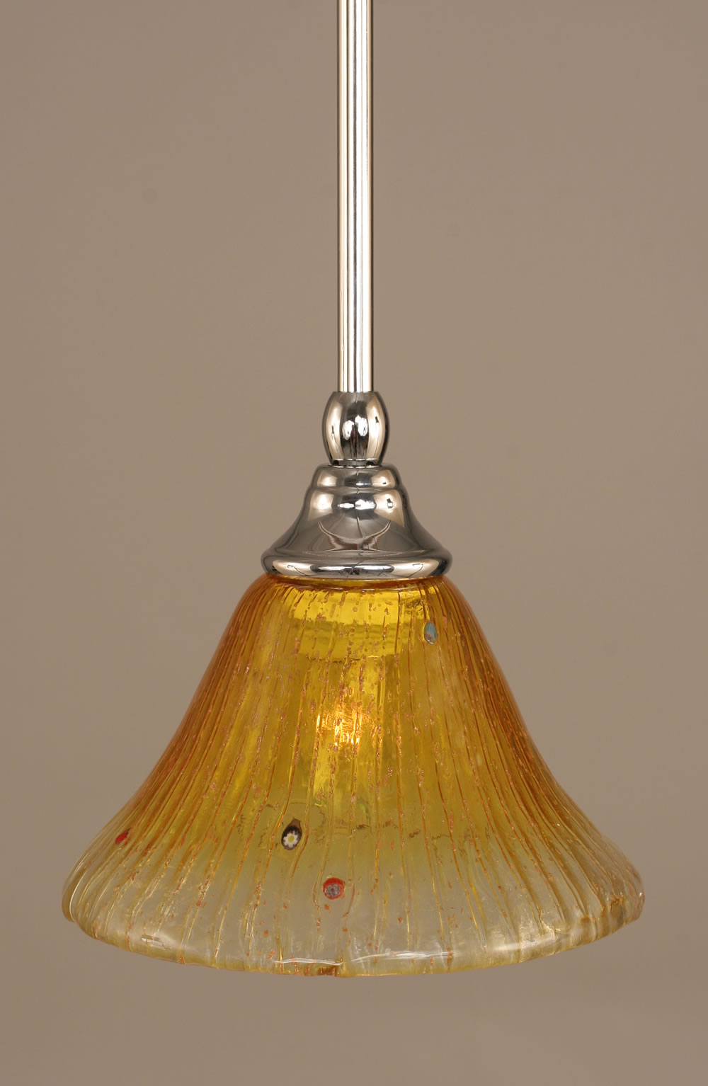Stem Mini Pendant With Hang Straight Swivel Shown In Chrome Finish With 7" Gold Champagne Crystal Glass "