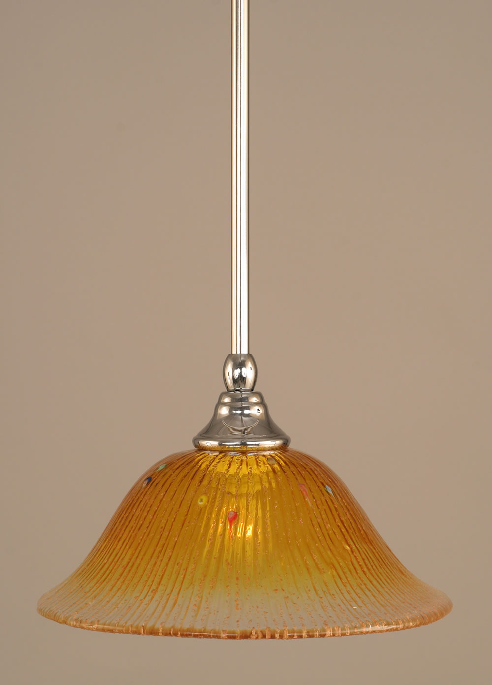 Stem Mini Pendant With Hang Straight Swivel Shown In Chrome Finish With 10" Gold Champagne Crystal Glass "