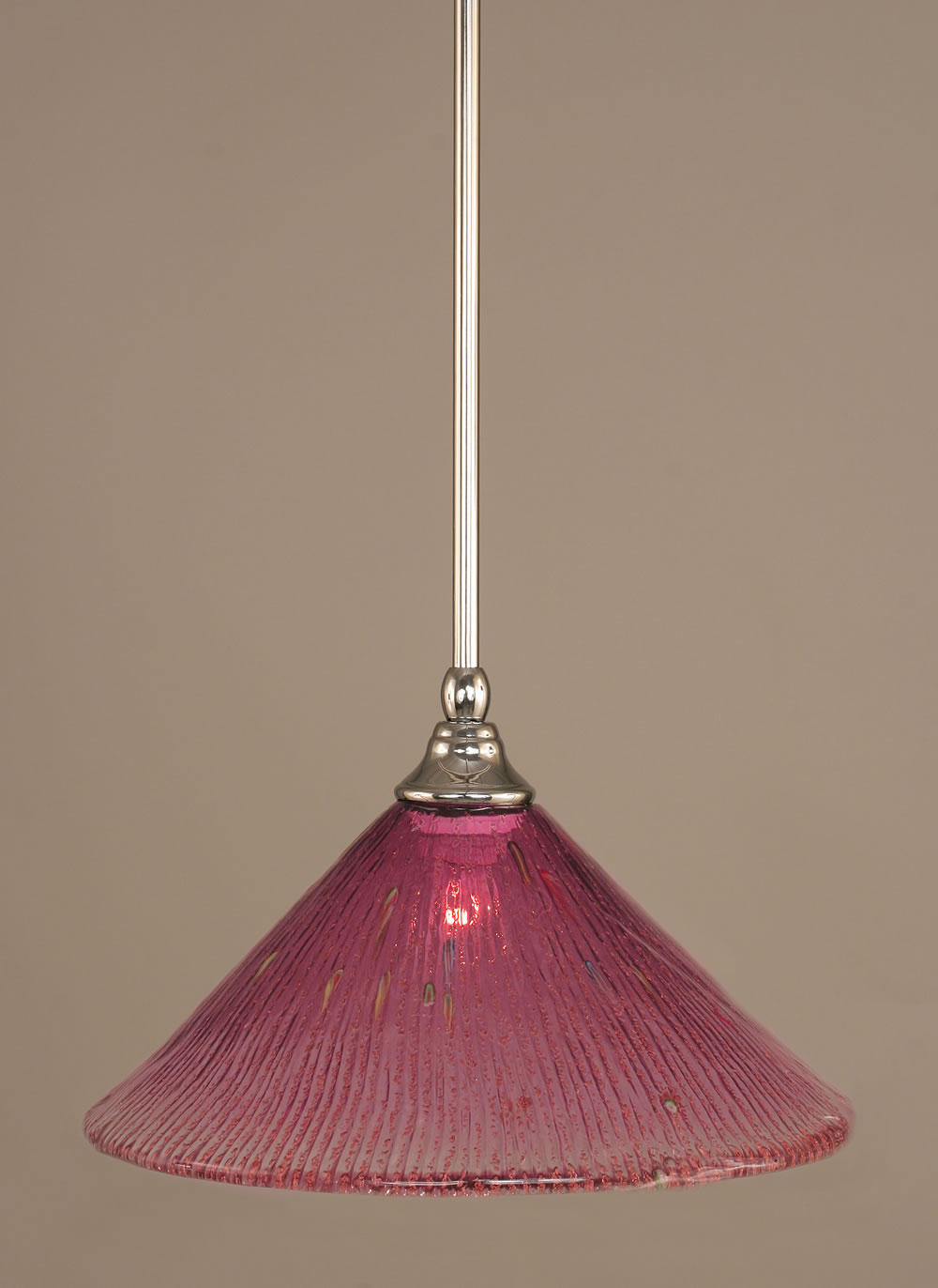 Stem Mini Pendant With Hang Straight Swivel Shown In Chrome Finish With 12" Wine Crystal Glass "