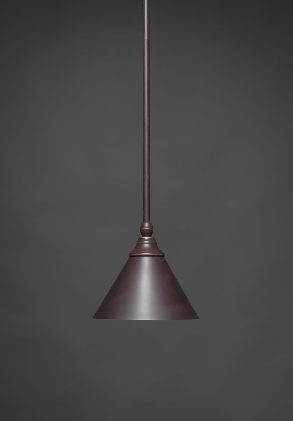 Stem Mini Pendant With Hang Straight Swivel Shown In Dark Granite Finish With 7 Dark Granite Cone Metal Shade