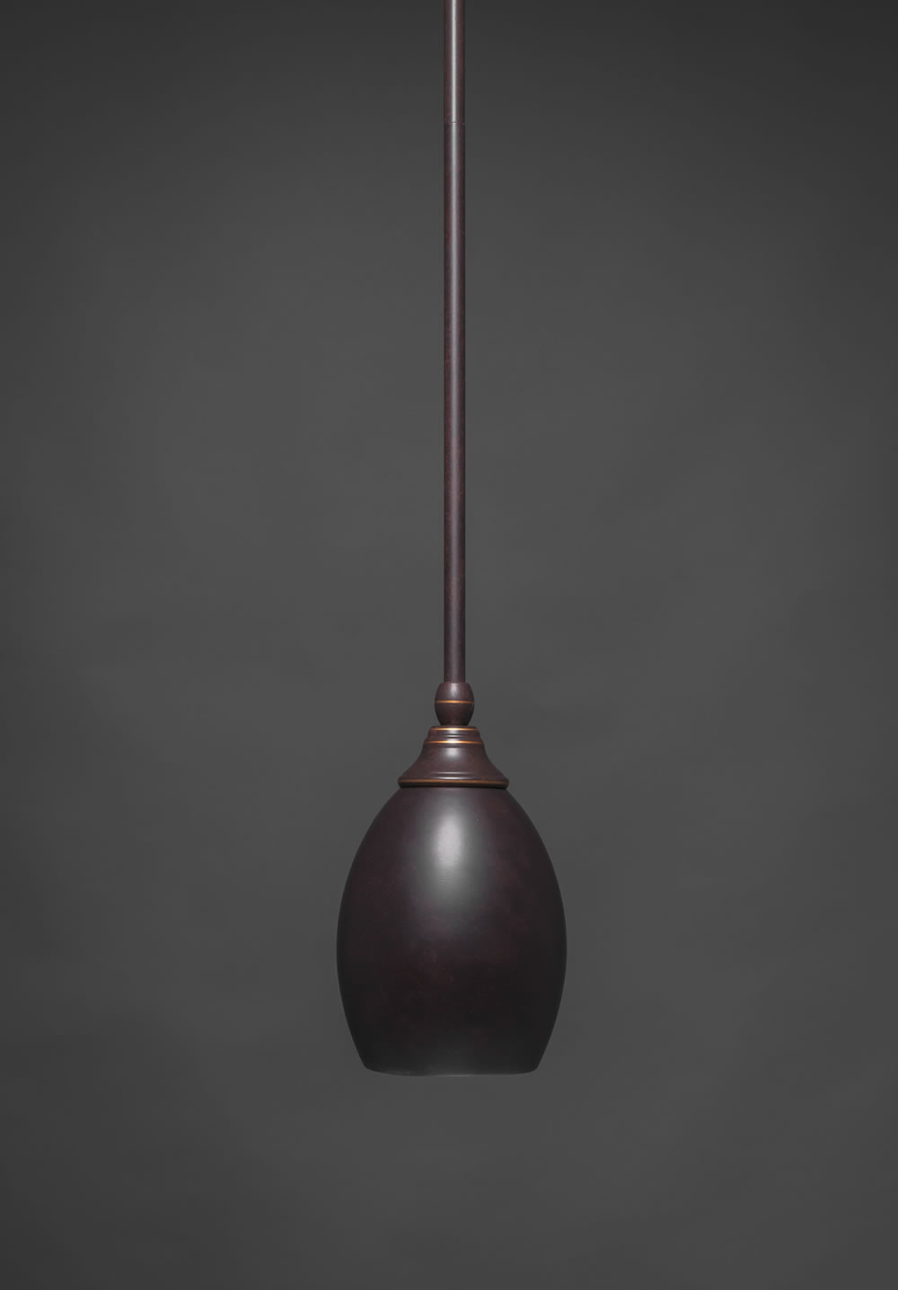 Stem Mini Pendant With Hang Straight Swivel Shown In Dark Granite Finish With 5 Dark Granite Oval Metal Shade