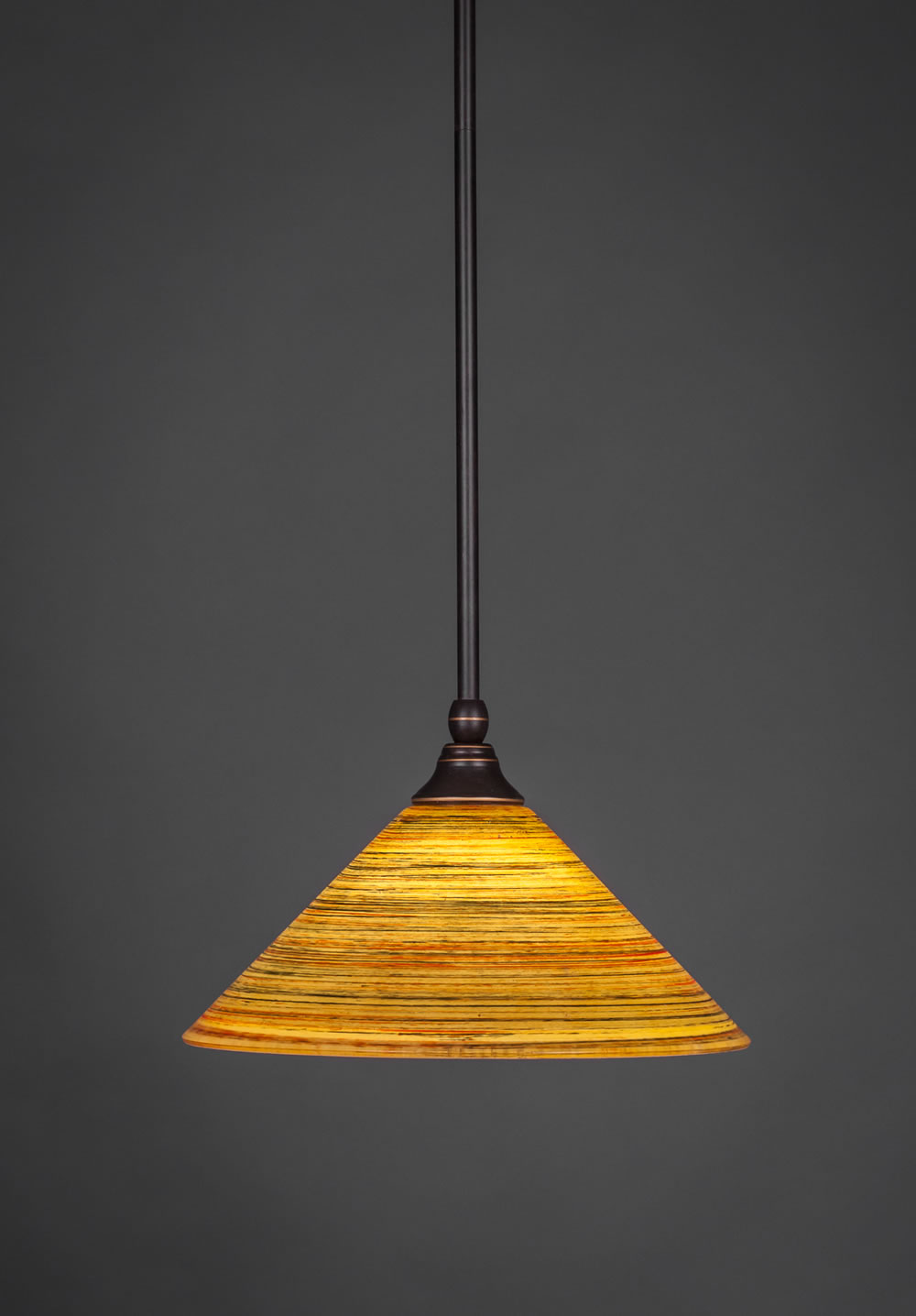 Stem Mini Pendant With Hang Straight Swivel Shown In Dark Granite Finish With 12" Firré Saturn Glass