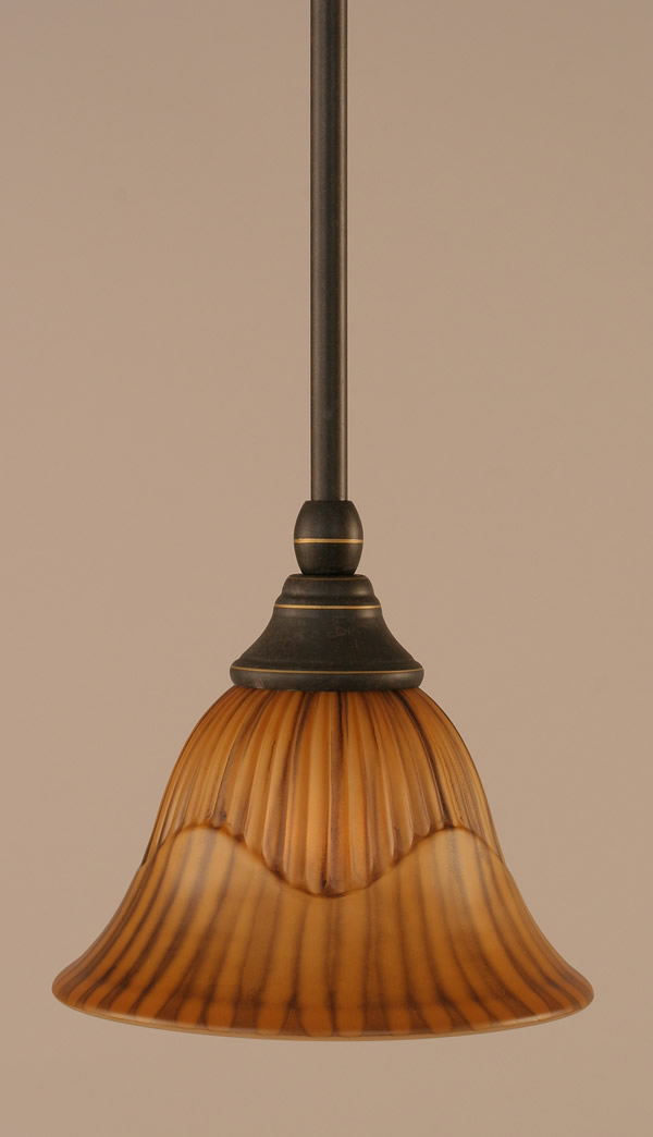 Stem Mini Pendant With Hang Straight Swivel Shown In Dark Granite Finish With 7" Tiger Glass