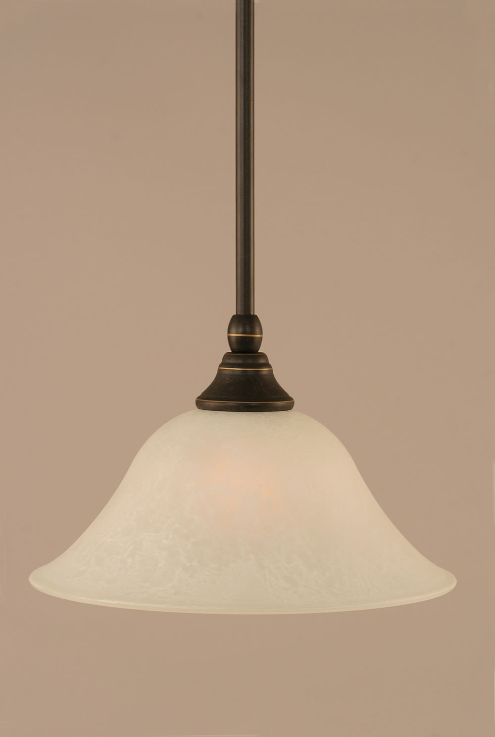 Stem Mini Pendant With Hang Straight Swivel Shown In Dark Granite Finish With 10" White Marble Glass