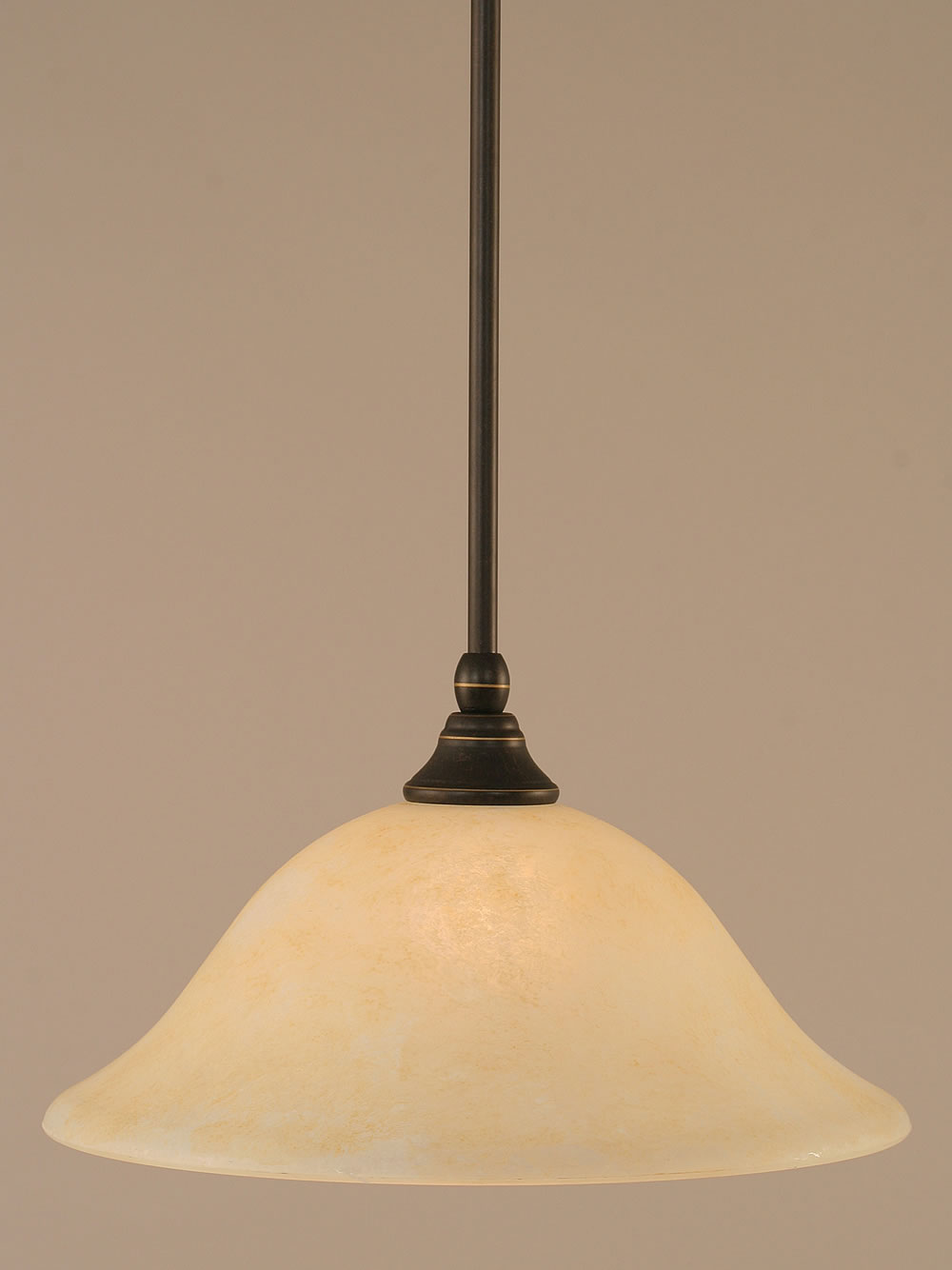 Stem Mini Pendant With Hang Straight Swivel Shown In Dark Granite Finish With 12" Amber Marble Glass