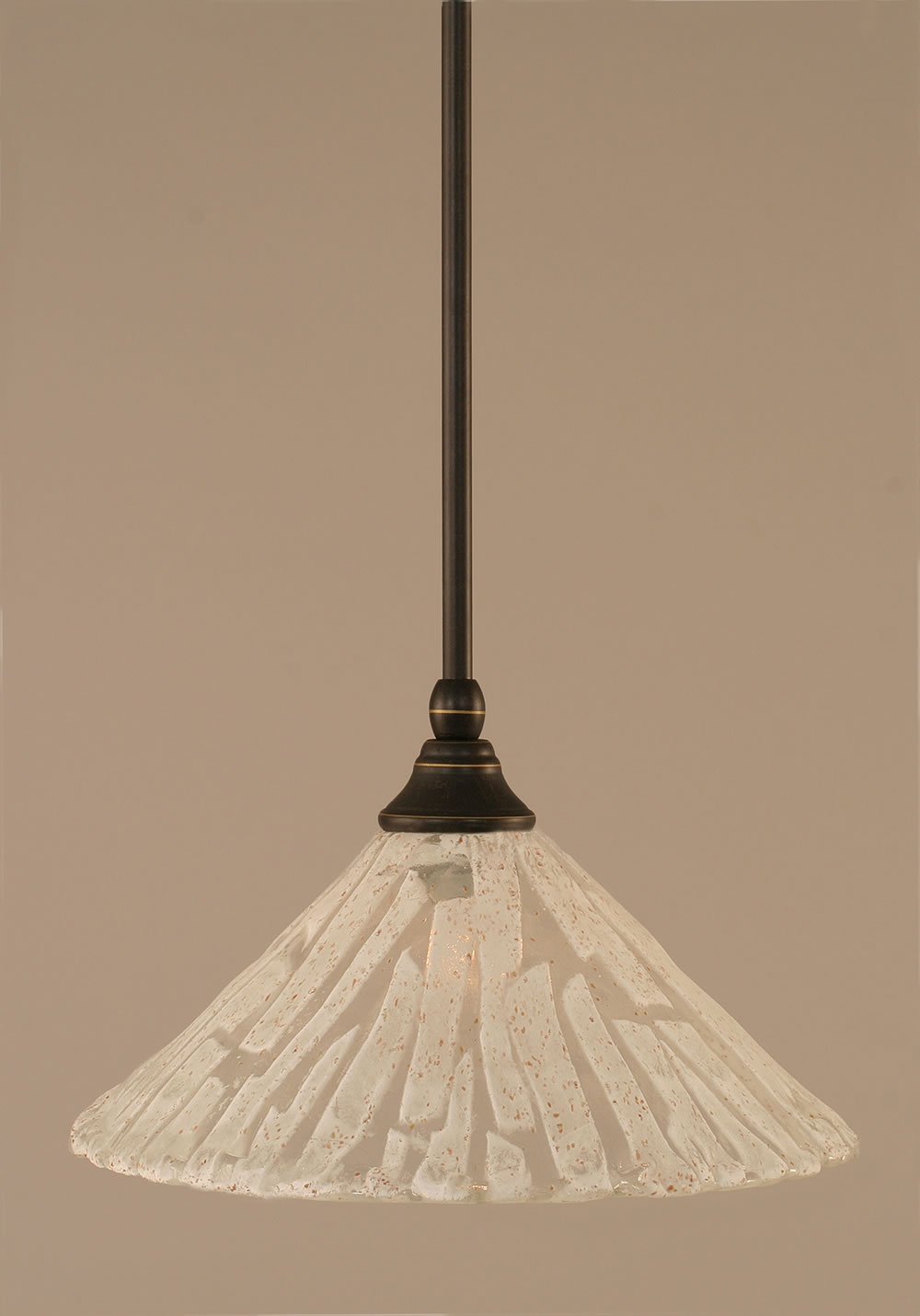 Stem Mini Pendant With Hang Straight Swivel Shown In Dark Granite Finish With 12" Italian Ice Glass