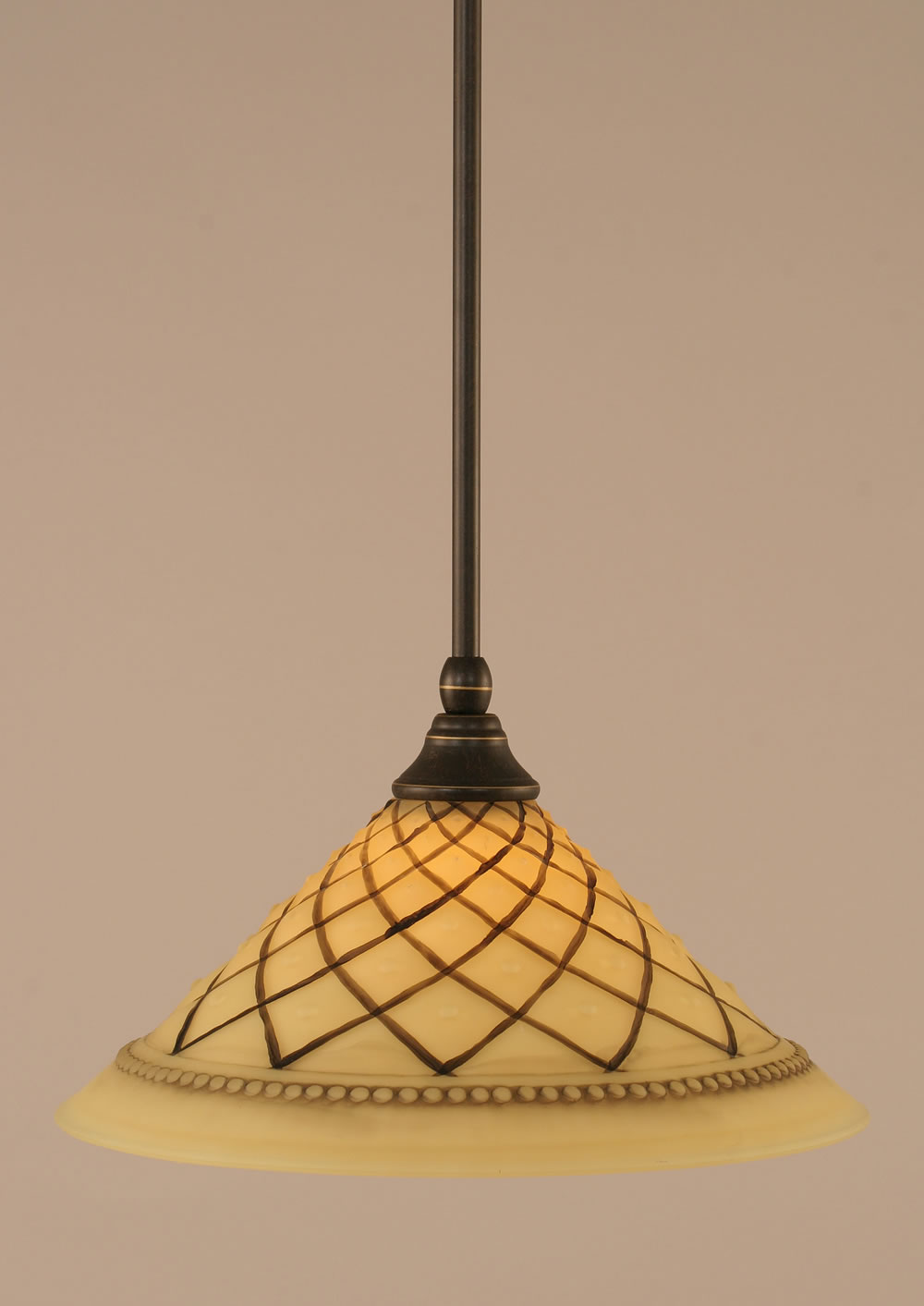 Stem Mini Pendant With Hang Straight Swivel Shown In Dark Granite Finish With 12" Chocolate Icing Glass