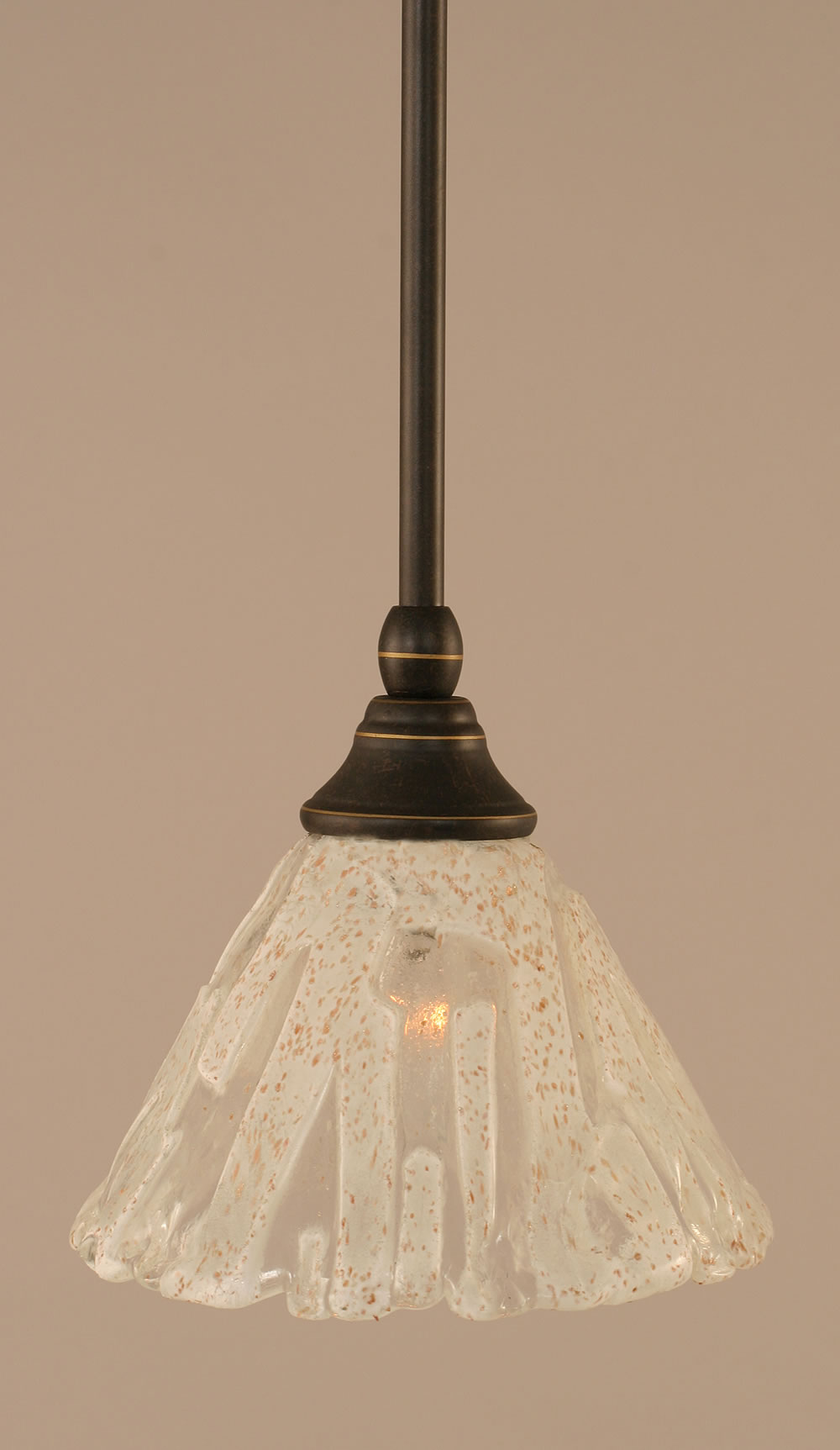 Stem Mini Pendant With Hang Straight Swivel Shown In Dark Granite Finish With 7" Italian Ice Glass