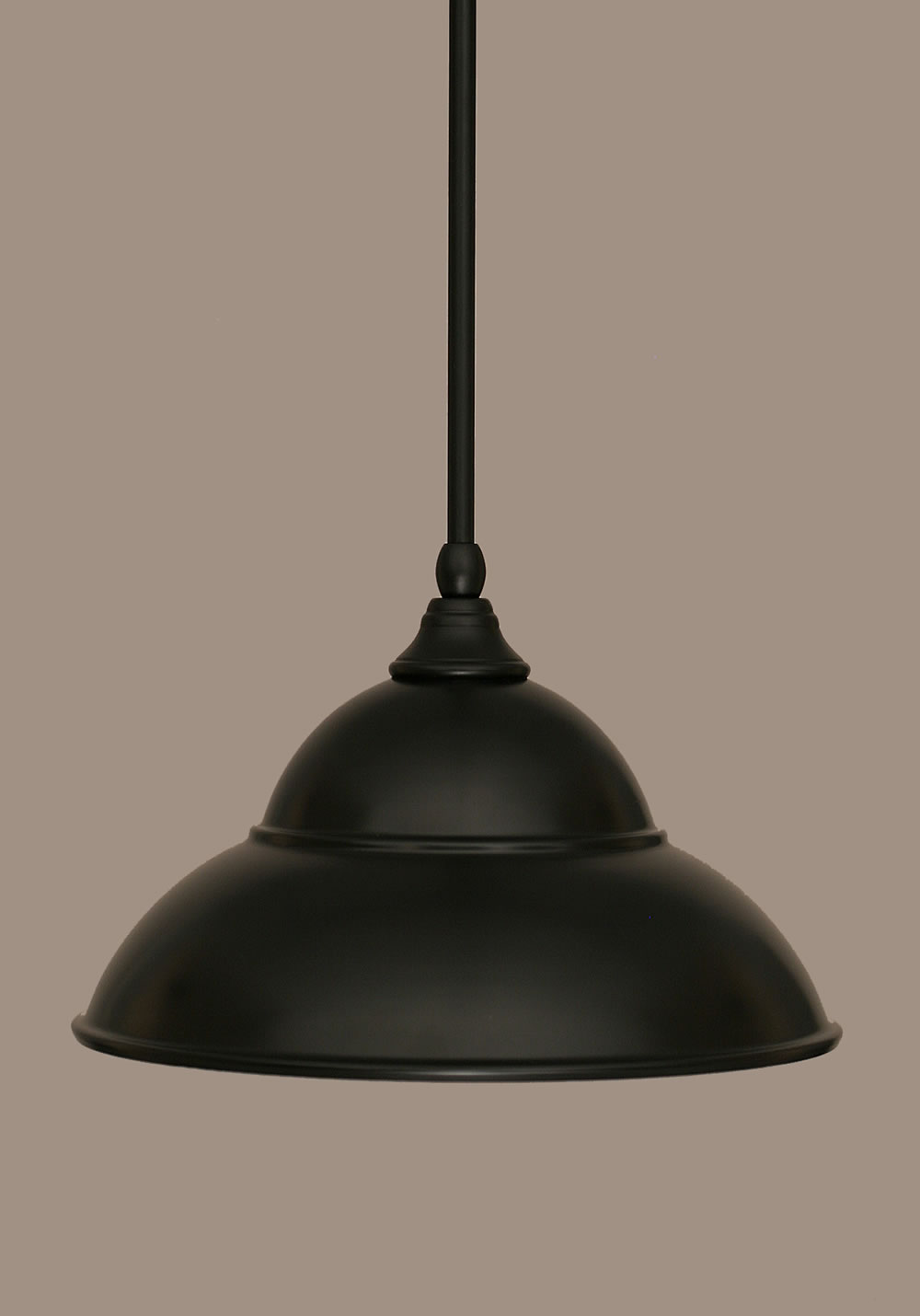 Stem Mini Pendant With Hang Straight Swivel Shown In Matte Black Finish With 13 Matte Black Double Bubble Metal Shade