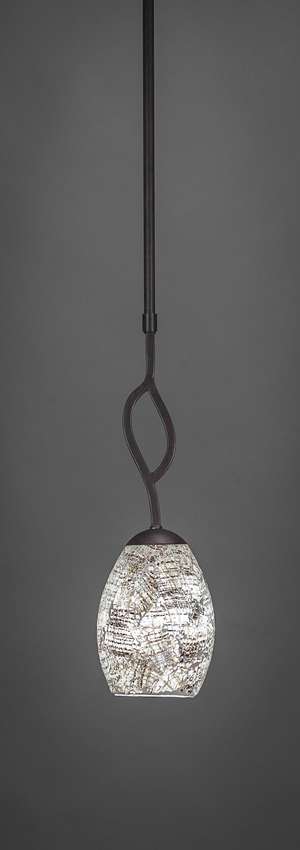 Revo 1 Light Mini Pendant Shown In Dark Granite Finish With 5 Natural Fusion Glass