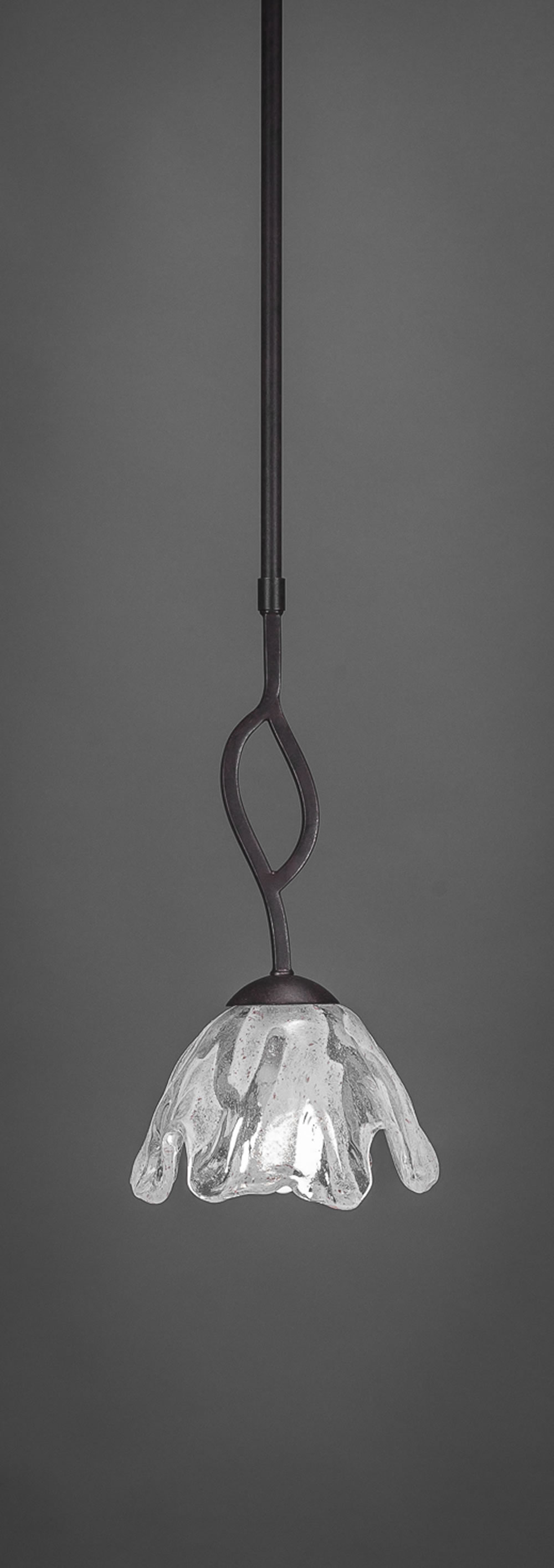 Revo 1 Light Mini Pendant Shown In Dark Granite Finish With 5.5 Fluted Italian Ice Glass