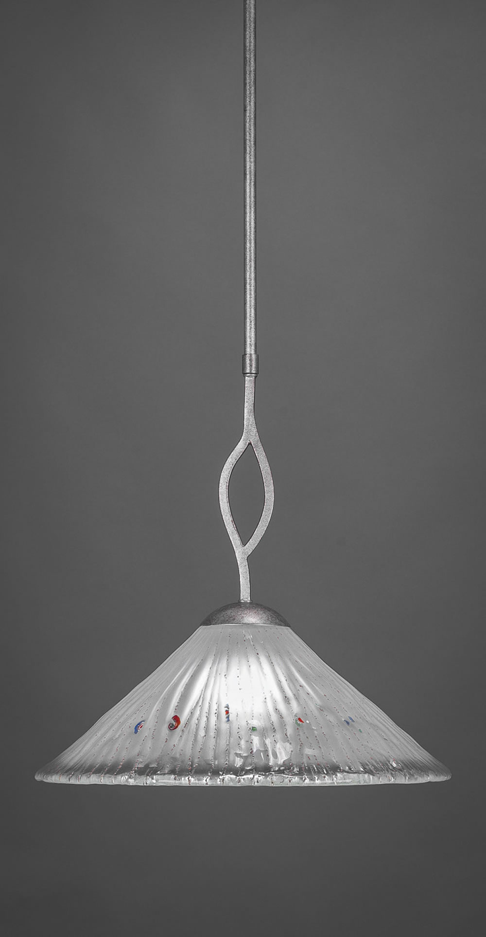 Revo Pendant Shown In Aged Silver Finish With 16 Frosted Crystal Glass