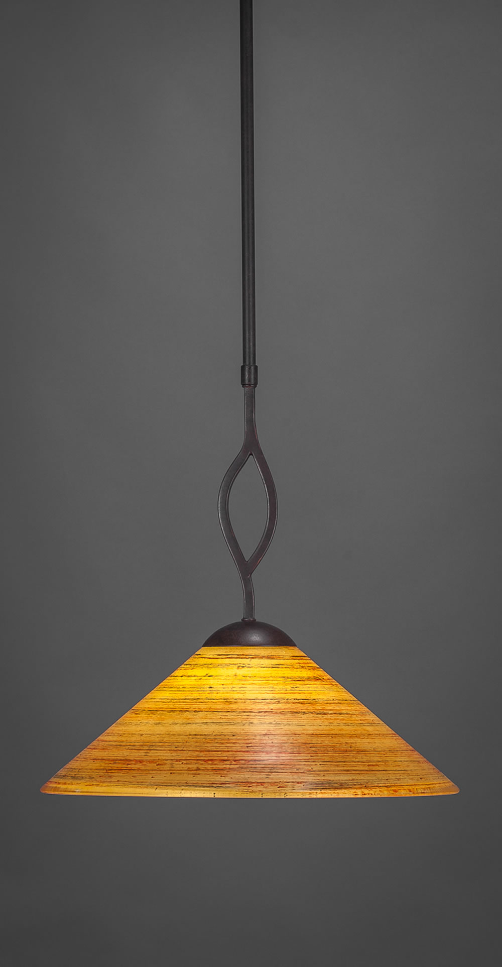 Revo Pendant Shown In Dark Granite Finish With 16 Firré Saturn Glass