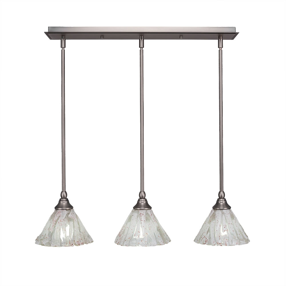 3 Light Multi Light Mini Pendant With Hang Straight Swivels Shown In Brushed Nickel Finish With 7" Italian Ice Glass