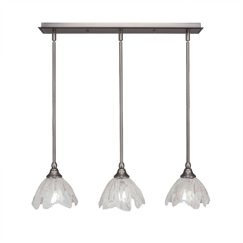 3 Light Multi Light Mini Pendant With Hang Straight Swivels Shown In Brushed Nickel Finish With 7" Italian Ice Glass