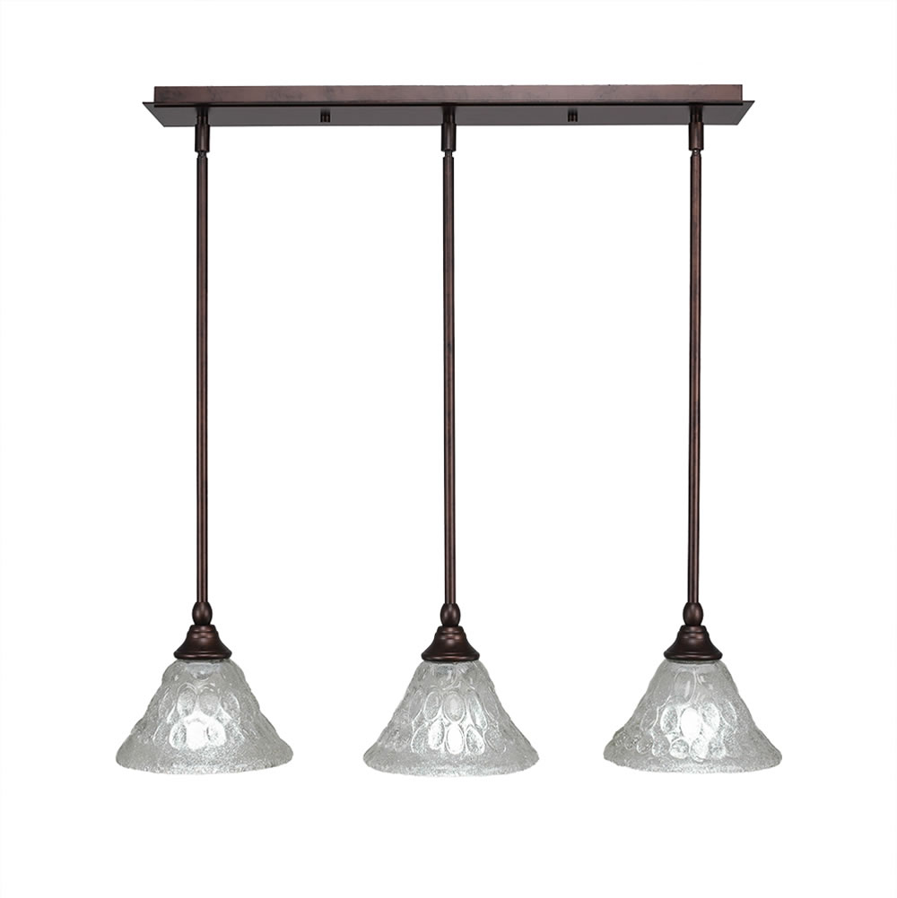 3 Light Multi Light Mini Pendant With Hang Straight Swivels Shown In Bronze Finish With 7" Italian Bubble Glass