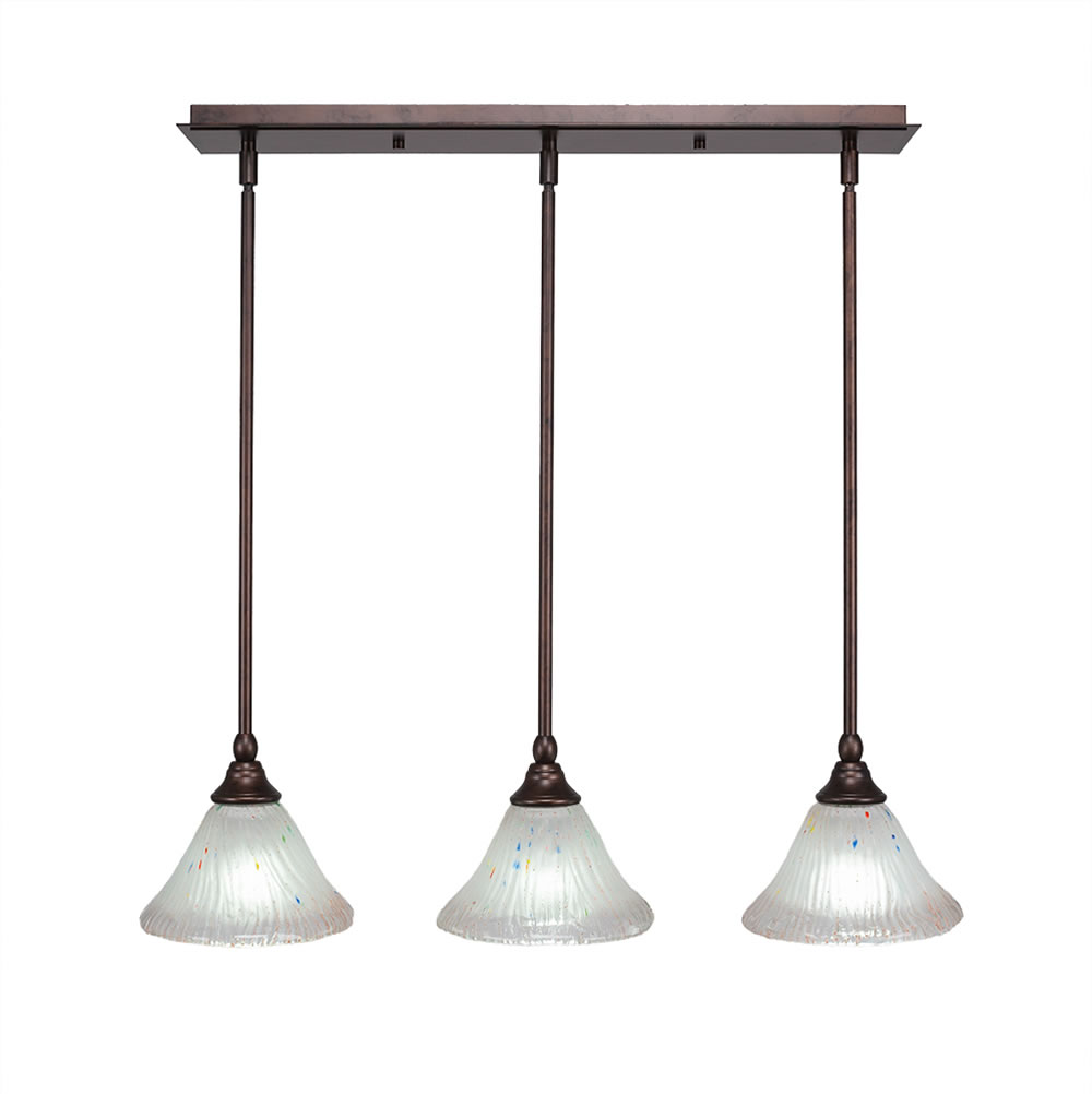 3 Light Multi Light Mini Pendant With Hang Straight Swivels Shown In Bronze Finish With 7" Frosted Crystal Glass