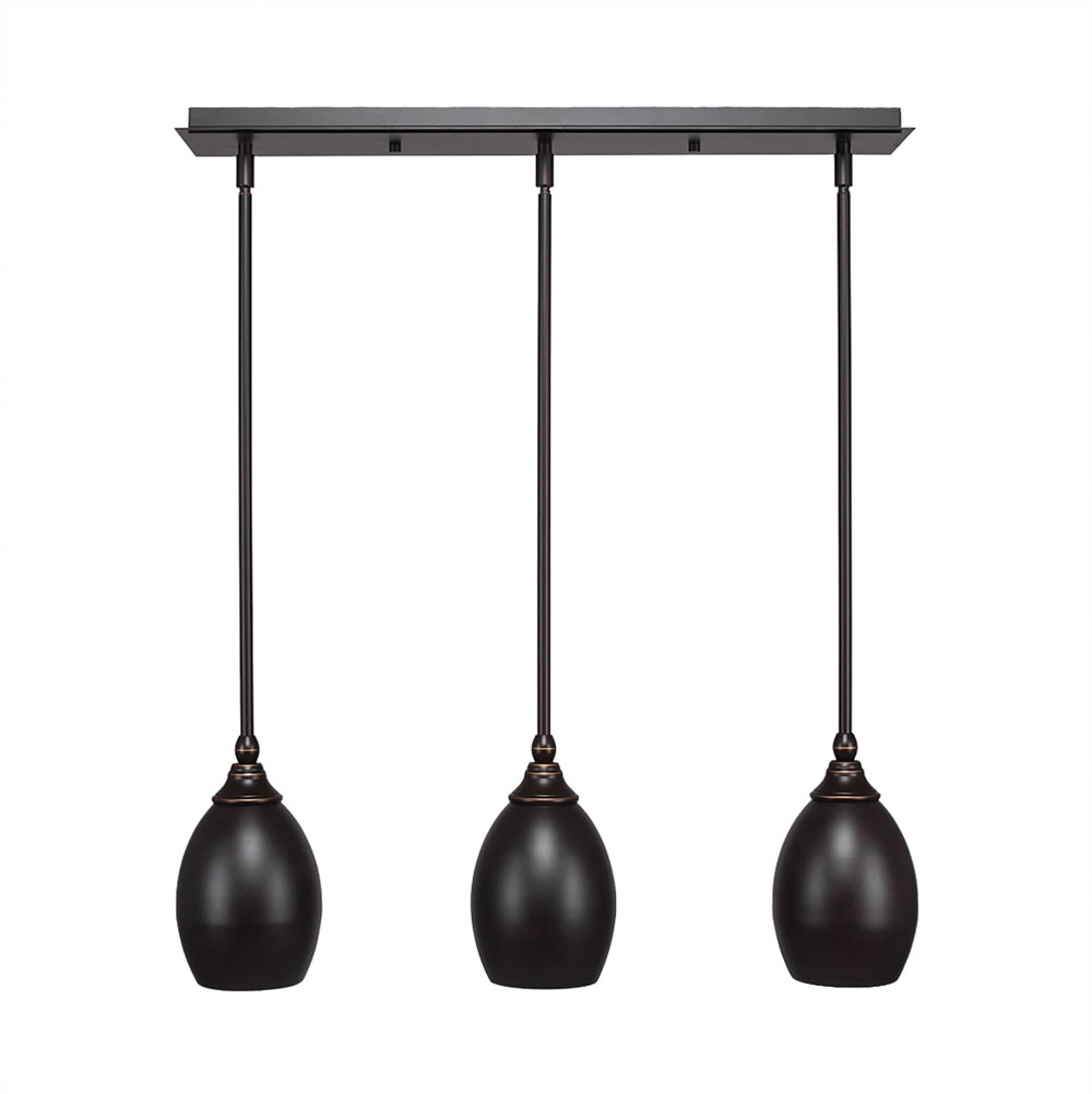 3 Light Multi Light Mini Pendant With Hang Straight Swivels Shown In Dark Granite Finish With 5" Dark Granite Oval Metal Shade