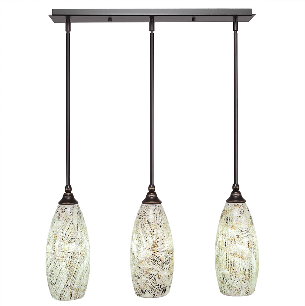 3 Light Multi Light Mini Pendant With Hang Straight Swivels Shown In Dark Granite Finish With 5.5" Natural Fusion Glass