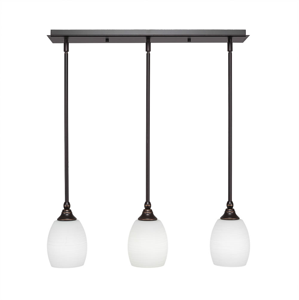 3 Light Multi Light Mini Pendant With Hang Straight Swivels Shown In Dark Granite Finish With 5" White Linen Glass