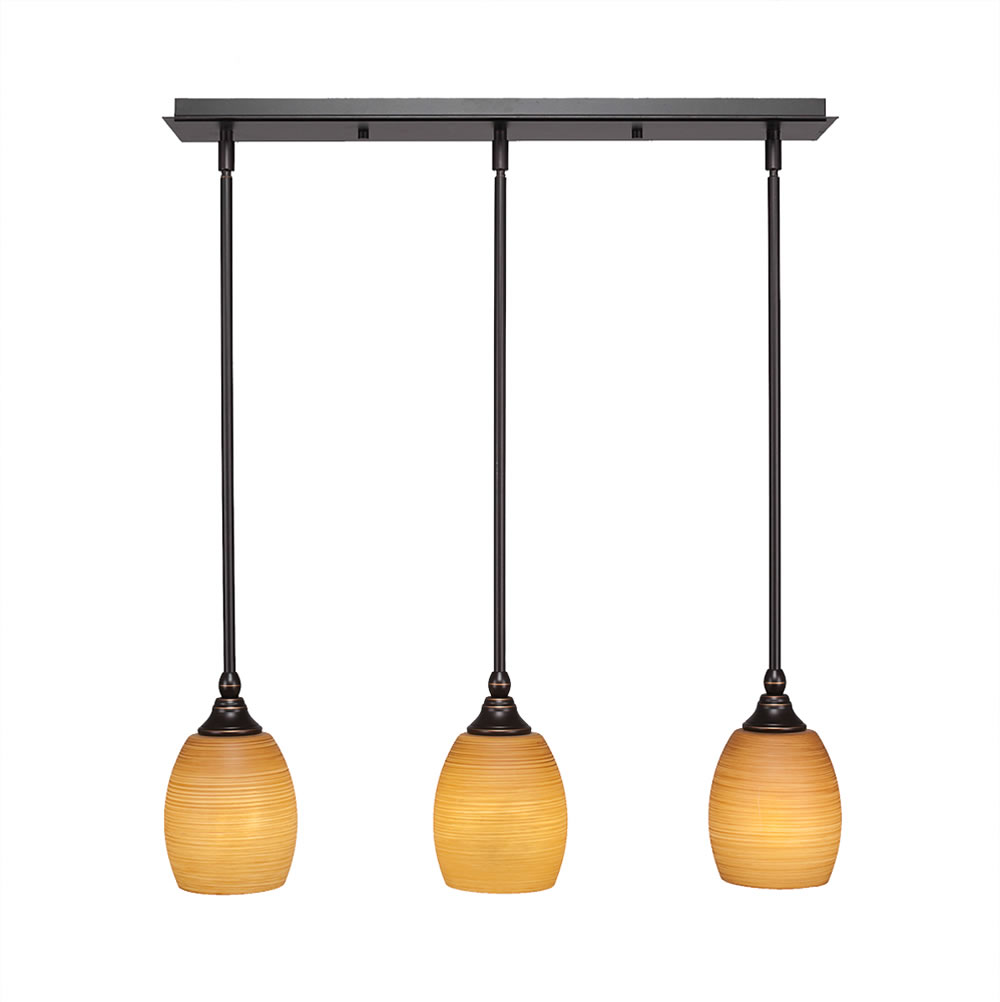 3 Light Multi Light Mini Pendant With Hang Straight Swivels Shown In Dark Granite Finish With 5" Cayenne Linen Glass