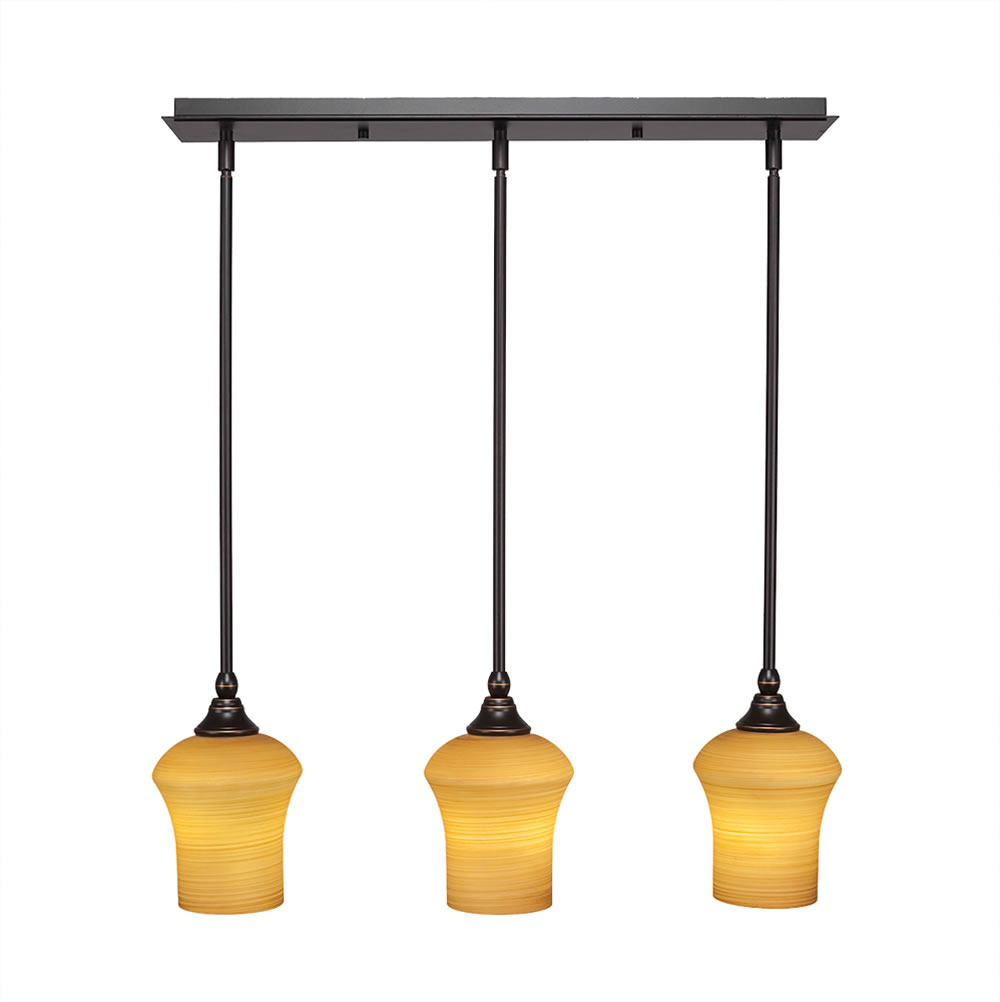 3 Light Multi Light Mini Pendant With Hang Straight Swivels Shown In Dark Granite Finish With 5.5" Zilo Cayenne Linen Glass