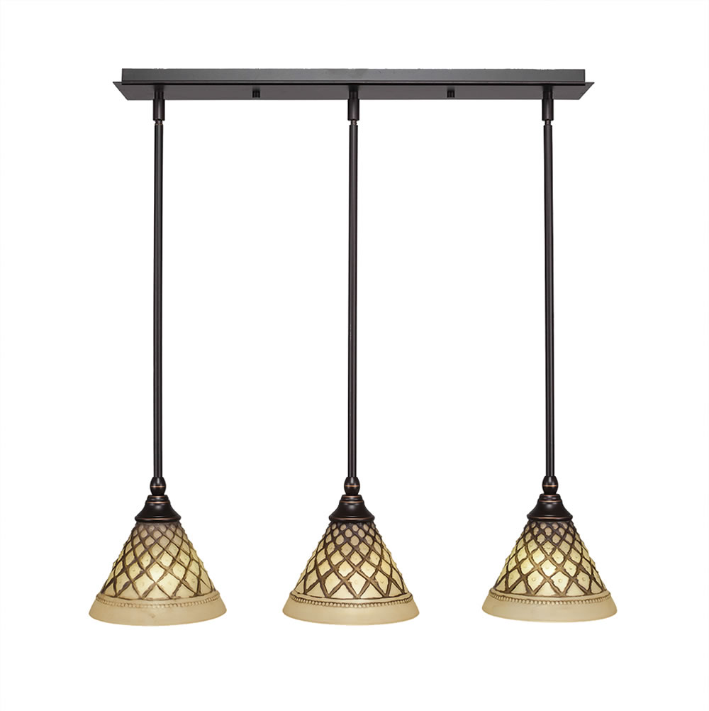 3 Light Multi Light Mini Pendant With Hang Straight Swivels Shown In Dark Granite Finish With 7" Chocolate Icing Glass