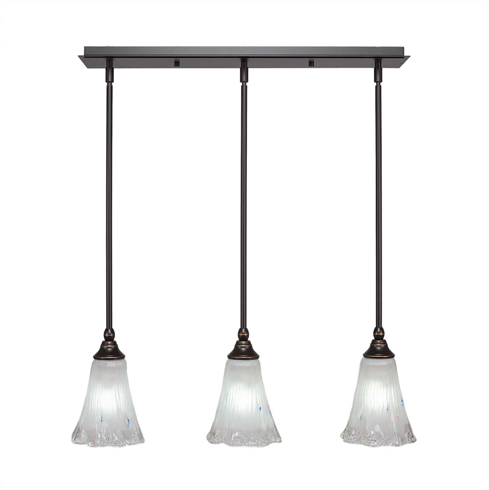 3 Light Multi Light Mini Pendant With Hang Straight Swivels Shown In Dark Granite Finish With 5.5" Fluted Frosted Crystal Glass