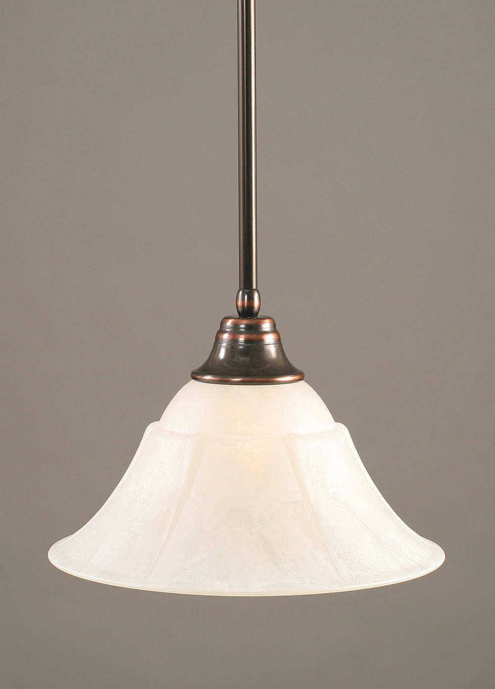 Stem Pendant With Hang Straight Swivel Shown In Black Copper Finish With 14" White Marble Glass