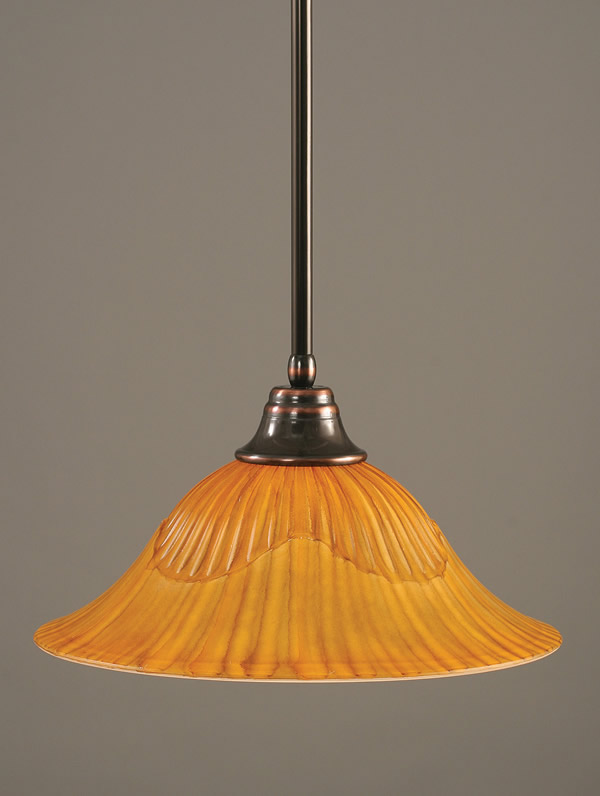 Stem Pendant With Hang Straight Swivel Shown In Black Copper Finish With 16" Tiger Glass