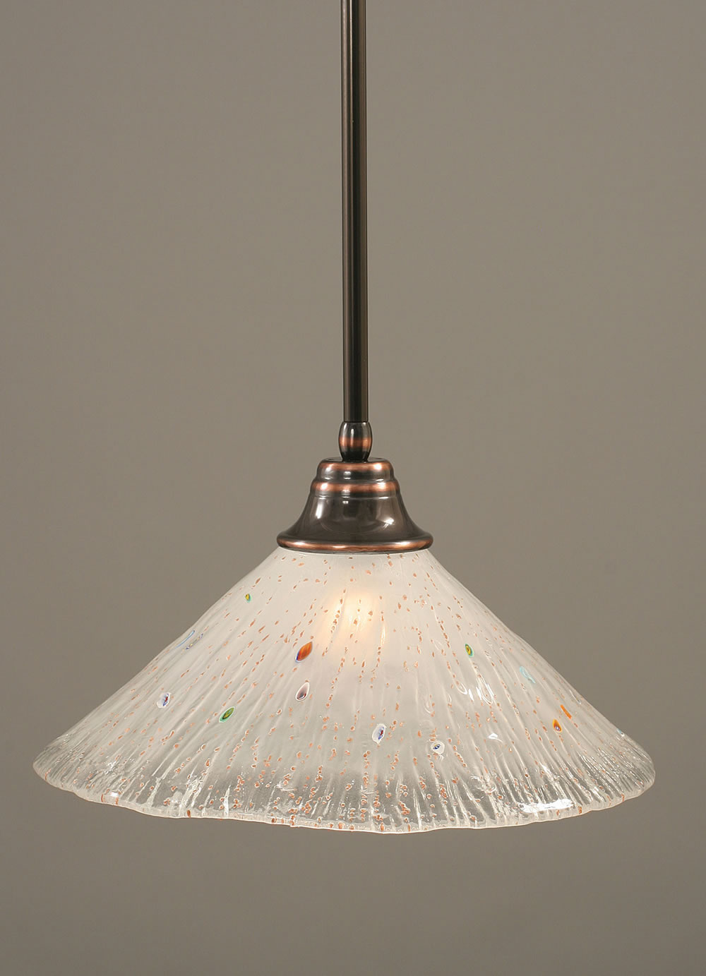 Stem Pendant With Hang Straight Swivel Shown In Black Copper Finish With 16" Frosted Crystal Glass