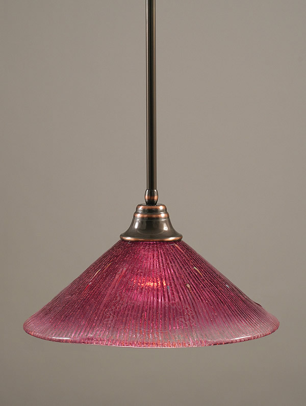 Stem Pendant With Hang Straight Swivel Shown In Black Copper Finish With 16" Wine Crystal Glass