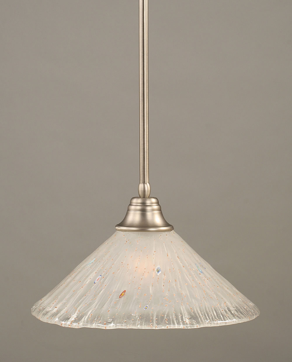 Stem Pendant With Hang Straight Swivel Shown In Brushed Nickel Finish With 16" Frosted Crystal Glass