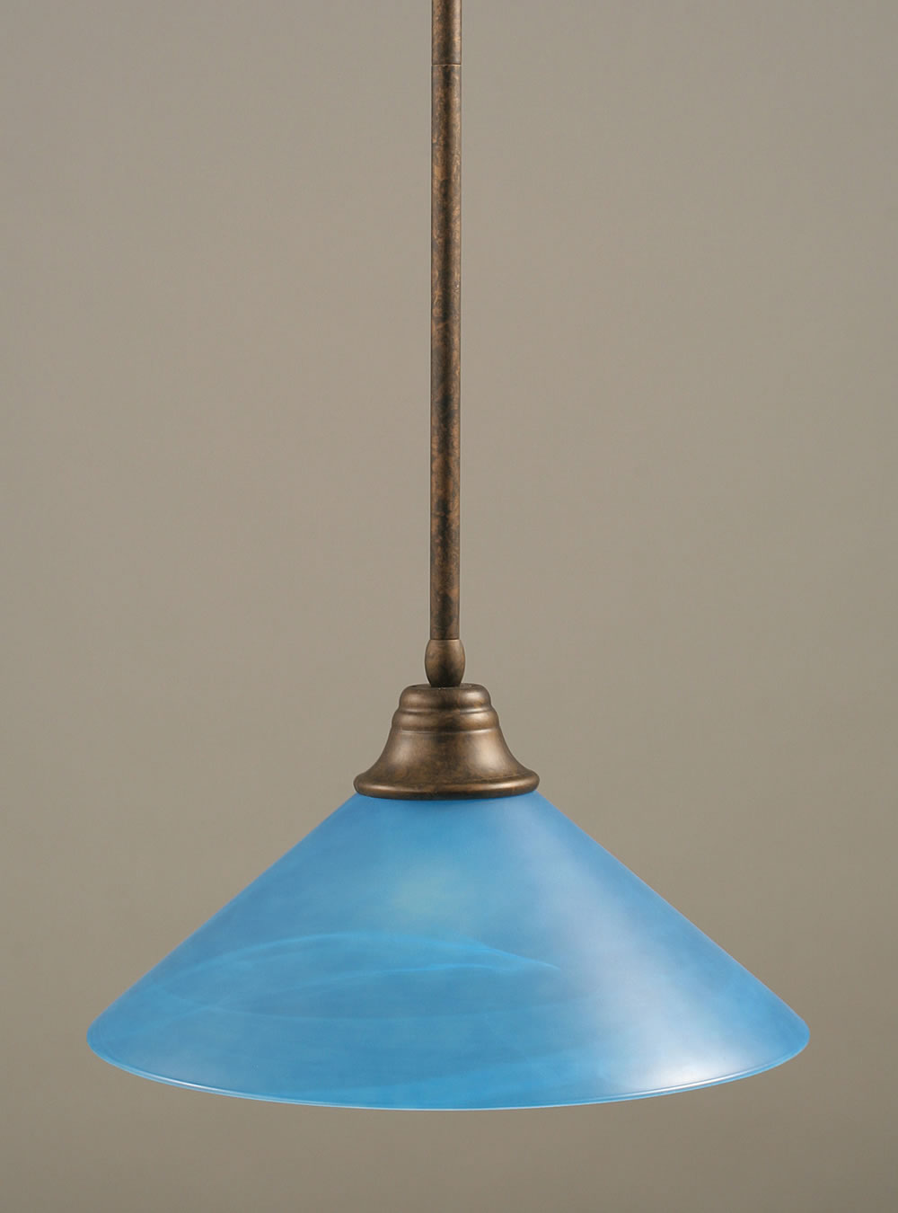Stem Pendant With Hang Straight Swivel Shown In Bronze Finish With 16" Blue Italian Glass