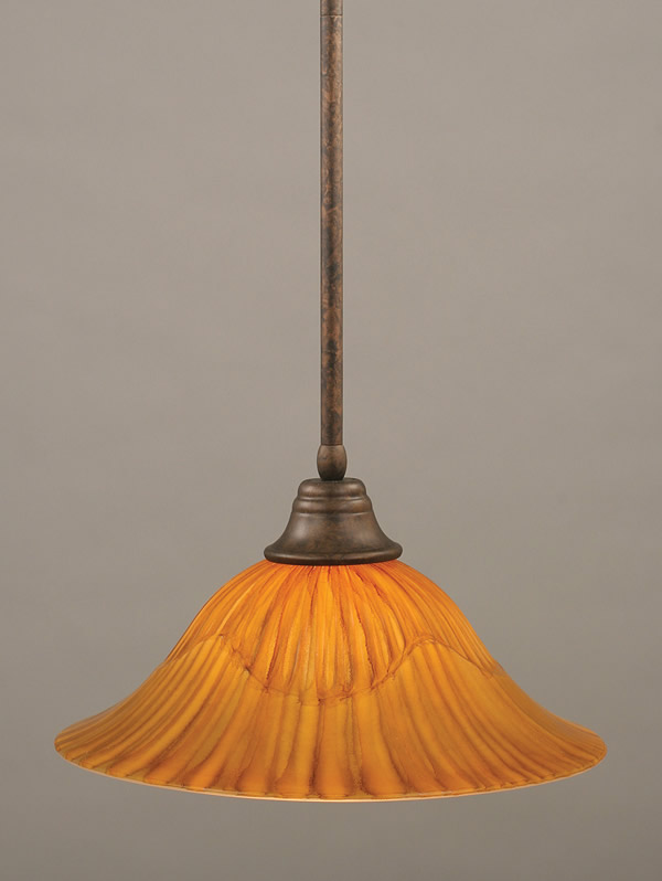 Stem Pendant With Hang Straight Swivel Shown In Bronze Finish With 16" Tiger Glass