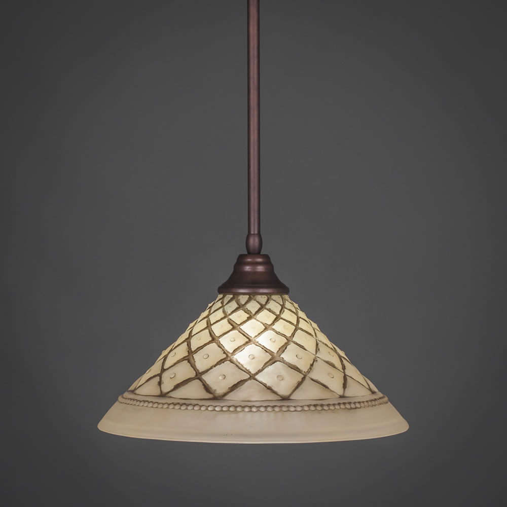 Stem Pendant With Hang Straight Swivel Shown In Bronze Finish With 16" Chocolate Icing Glass