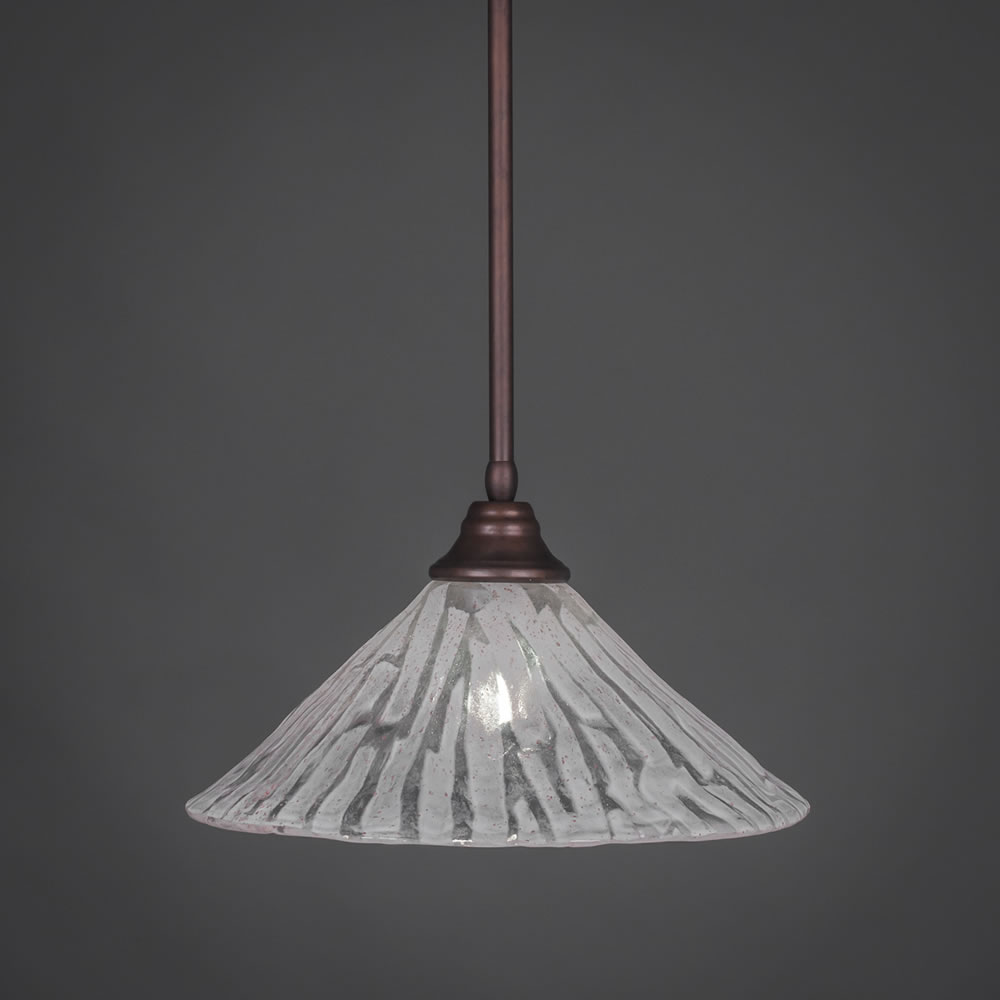 Stem Pendant With Hang Straight Swivel Shown In Bronze Finish With 16" Italian Ice Glass