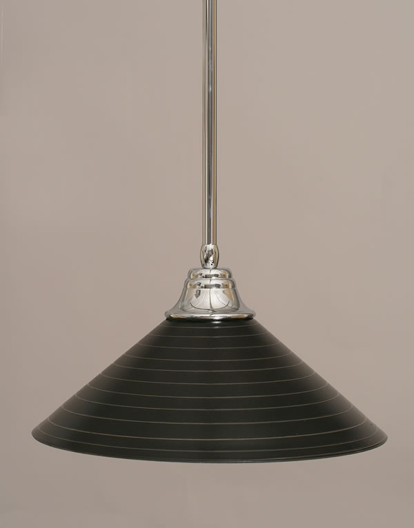 Stem Pendant With Hang Straight Swivel Shown In Chrome Finish With 16" Charcoal Spiral Glass "