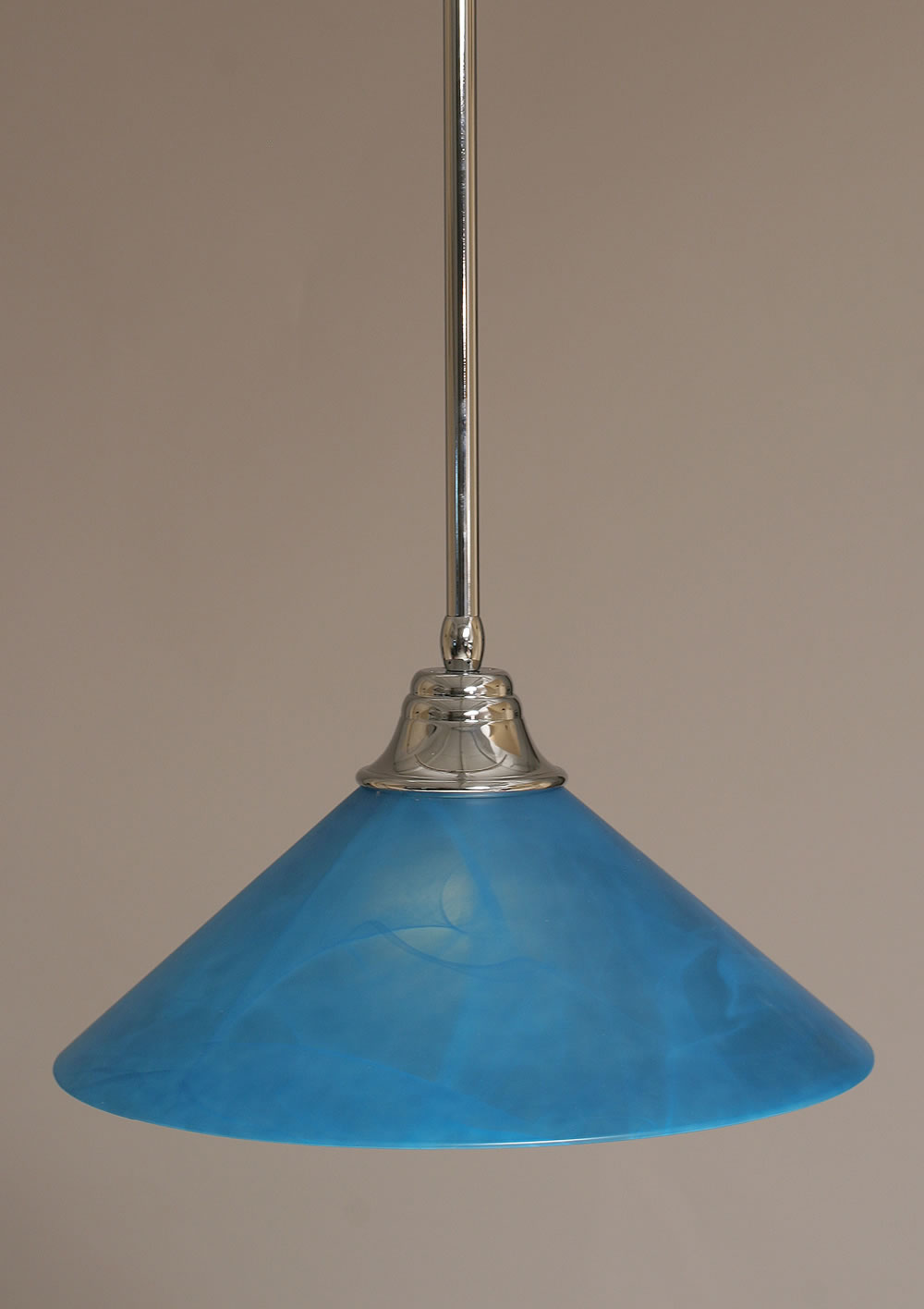 Stem Pendant With Hang Straight Swivel Shown In Chrome Finish With 16" Blue Italian Glass
