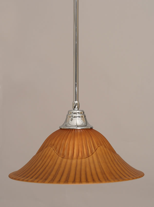 Stem Pendant With Hang Straight Swivel Shown In Chrome Finish With 16" Tiger Glass "