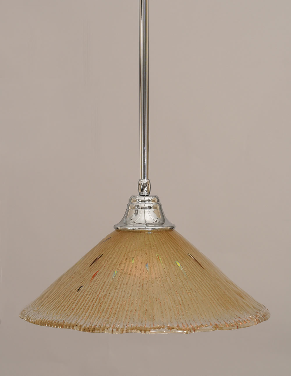 Stem Pendant With Hang Straight Swivel Shown In Chrome Finish With 16" Amber Crystal Glass "