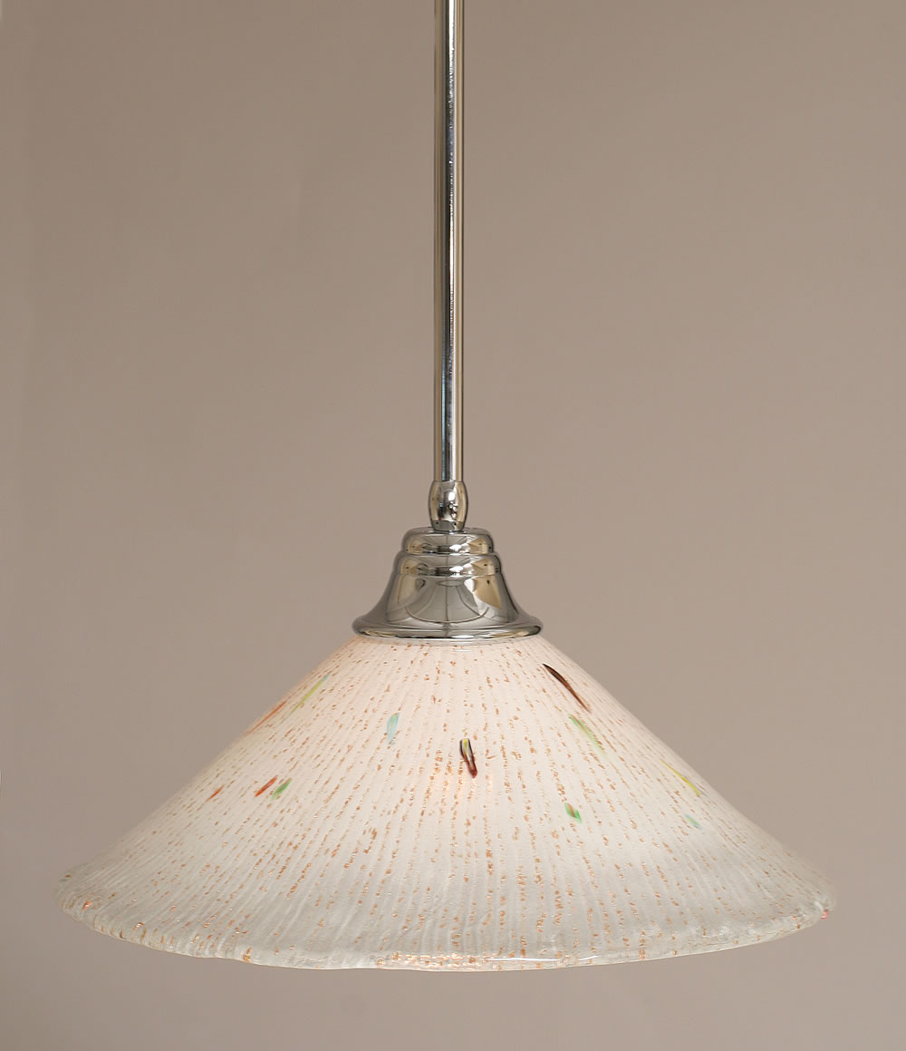 Stem Pendant With Hang Straight Swivel Shown In Chrome Finish With 16" Frosted Crystal Glass