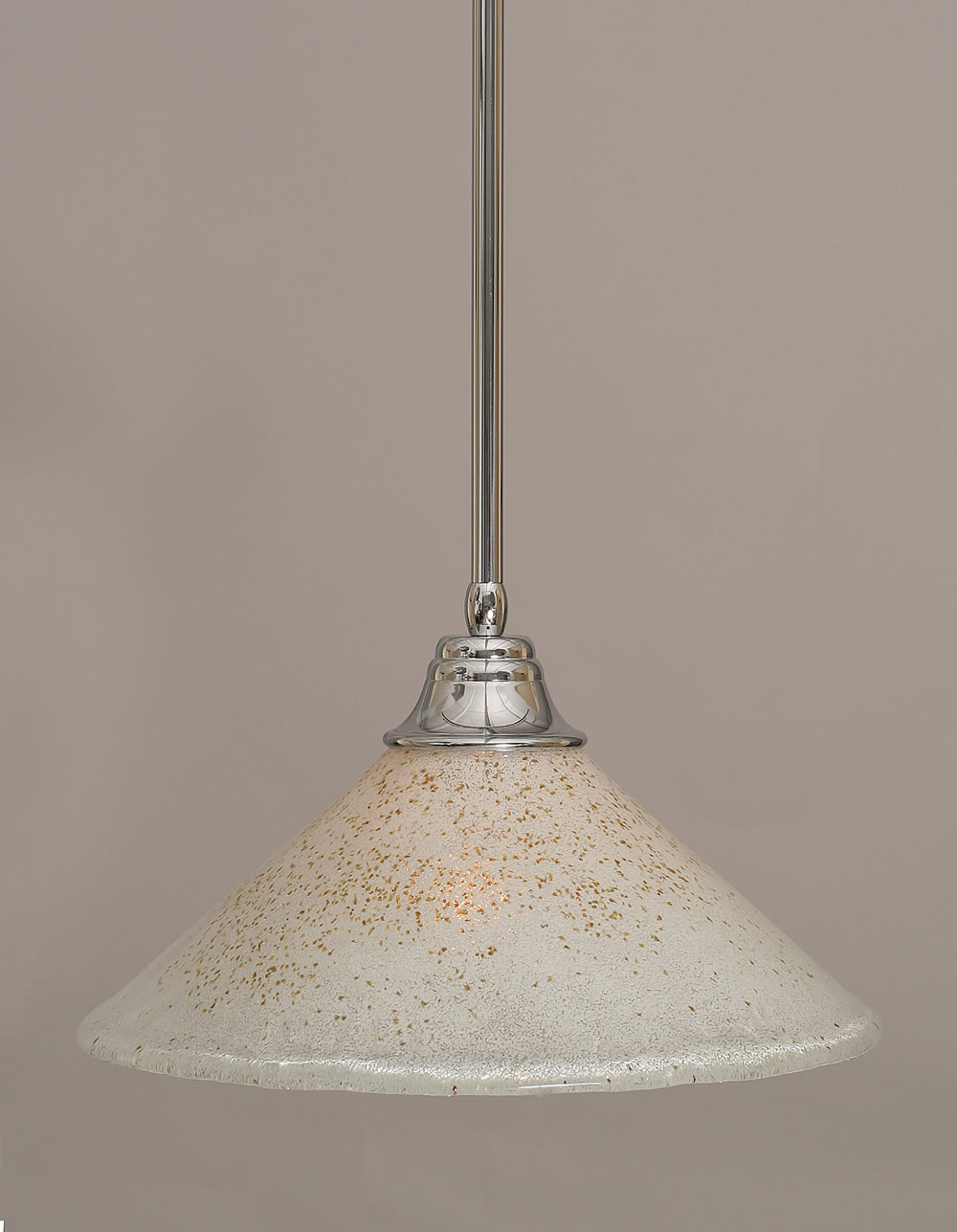 Stem Pendant With Hang Straight Swivel Shown In Chrome Finish With 16" Gold Ice Glass