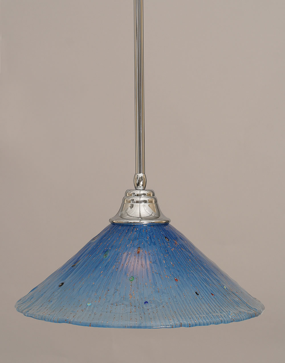 Stem Pendant With Hang Straight Swivel Shown In Chrome Finish With 16" Teal Crystal Glass "