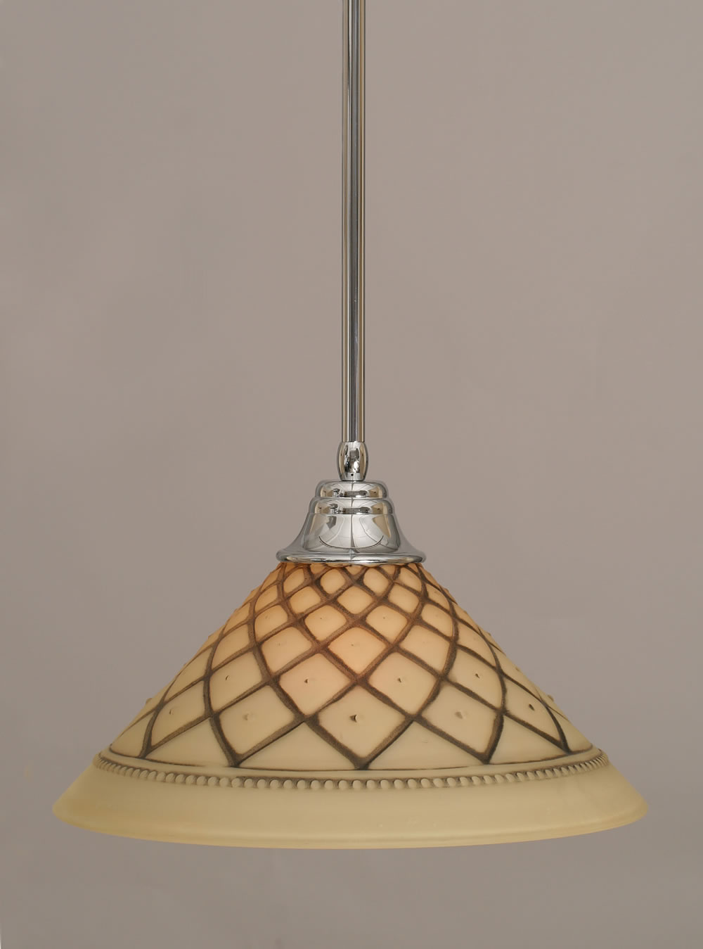 Stem Pendant With Hang Straight Swivel Shown In Chrome Finish With 16" Chocolate Icing Crystal Glass