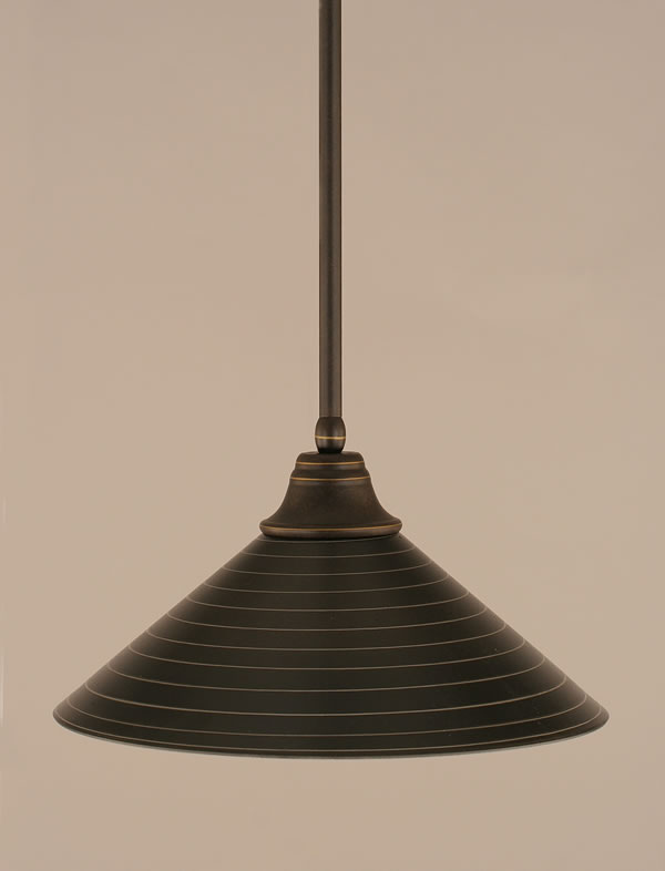 Stem Pendant With Hang Straight Swivel Shown In Dark Granite Finish With 16" Charcoal Spiral Glass "