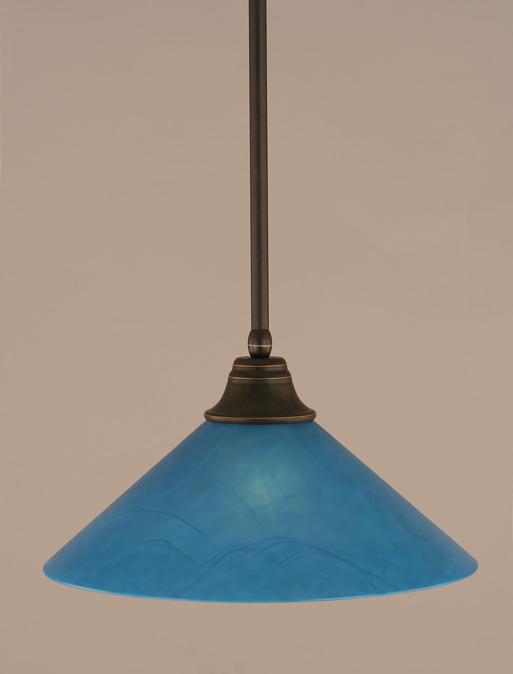 Stem Pendant With Hang Straight Swivel Shown In Dark Granite Finish With 16" Blue Italian Glass